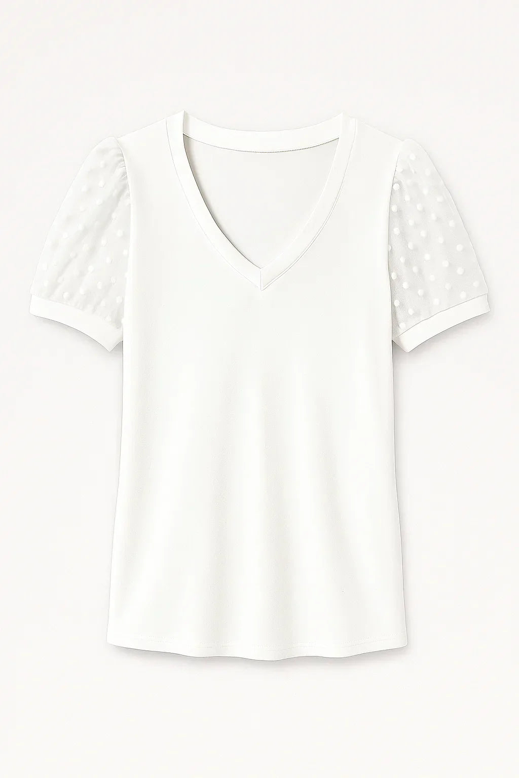 Women’s V Neck T Shirt with Puff Sleeves
