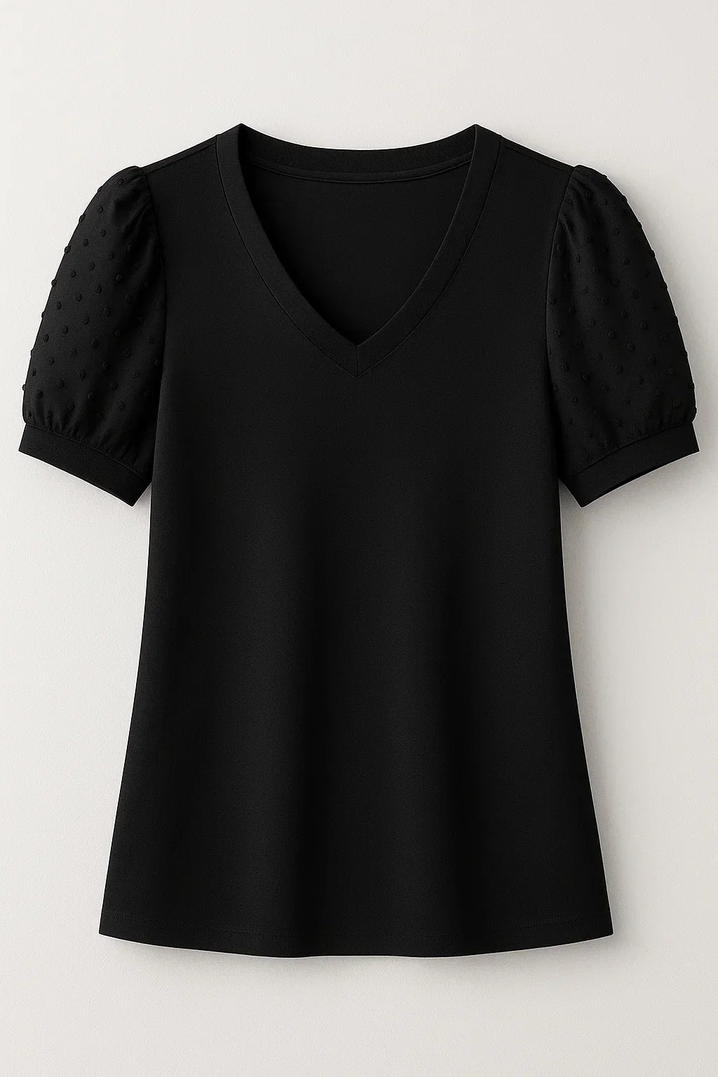 Women’s V Neck T Shirt with Puff Sleeves
