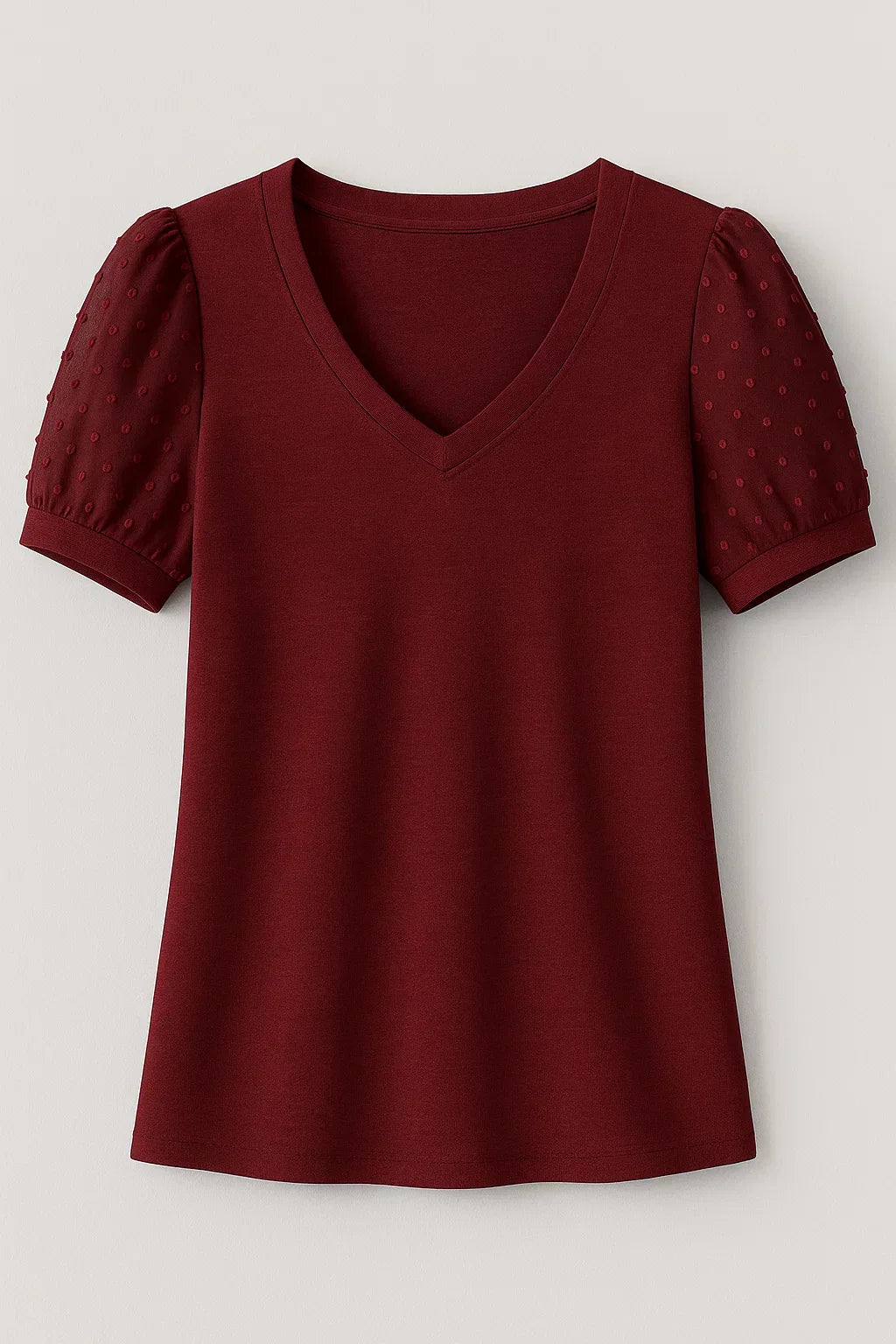 Women’s V Neck T Shirt with Puff Sleeves