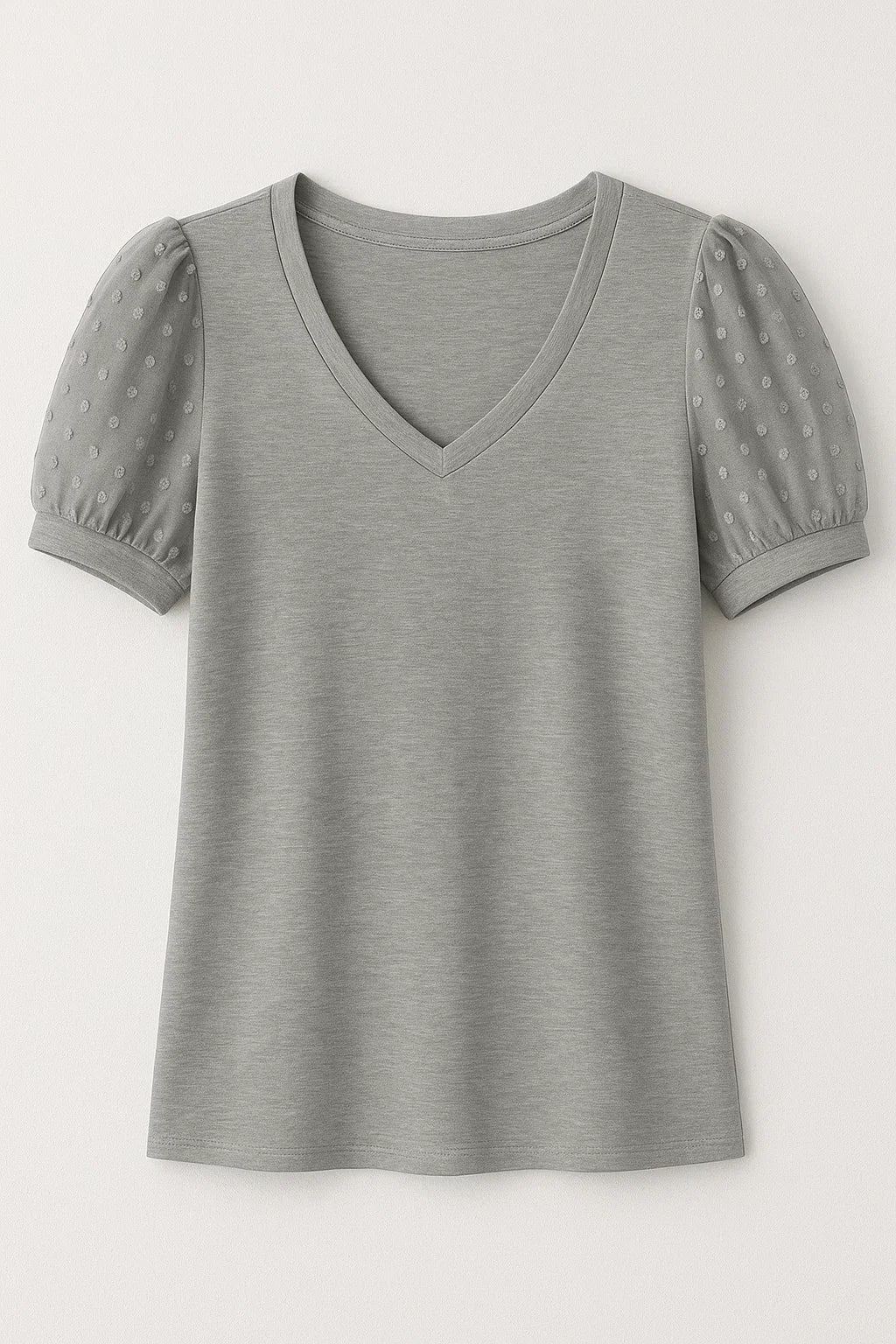 Women’s V Neck T Shirt with Puff Sleeves