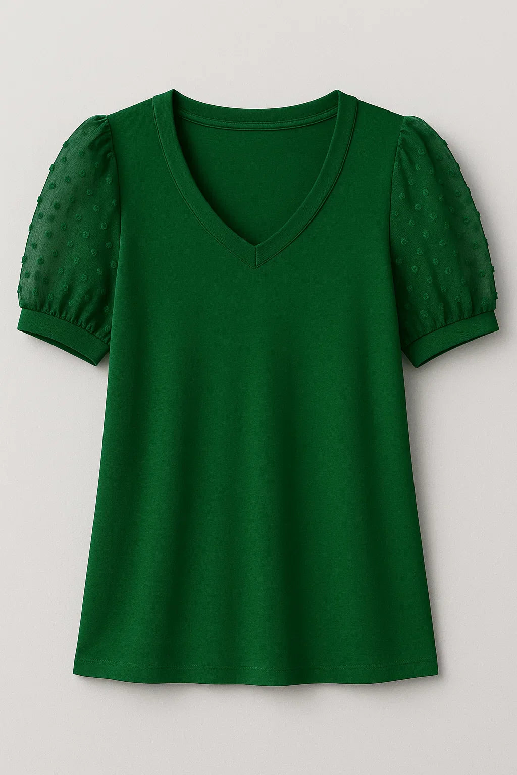 Women’s V Neck T Shirt with Puff Sleeves