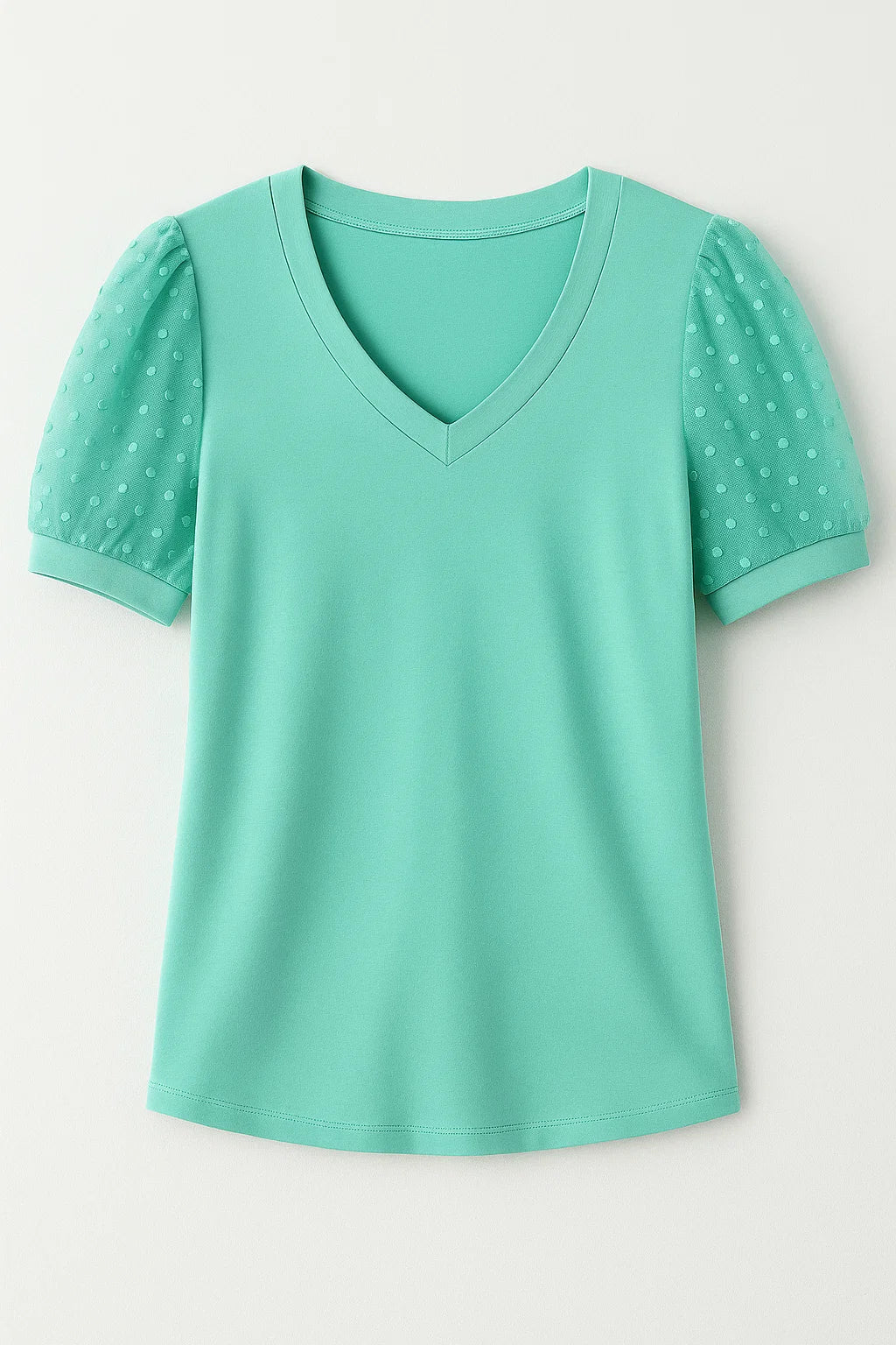 Women’s V Neck T Shirt with Puff Sleeves