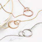 Double Ring Necklace Minimalist Everyday Jewelry