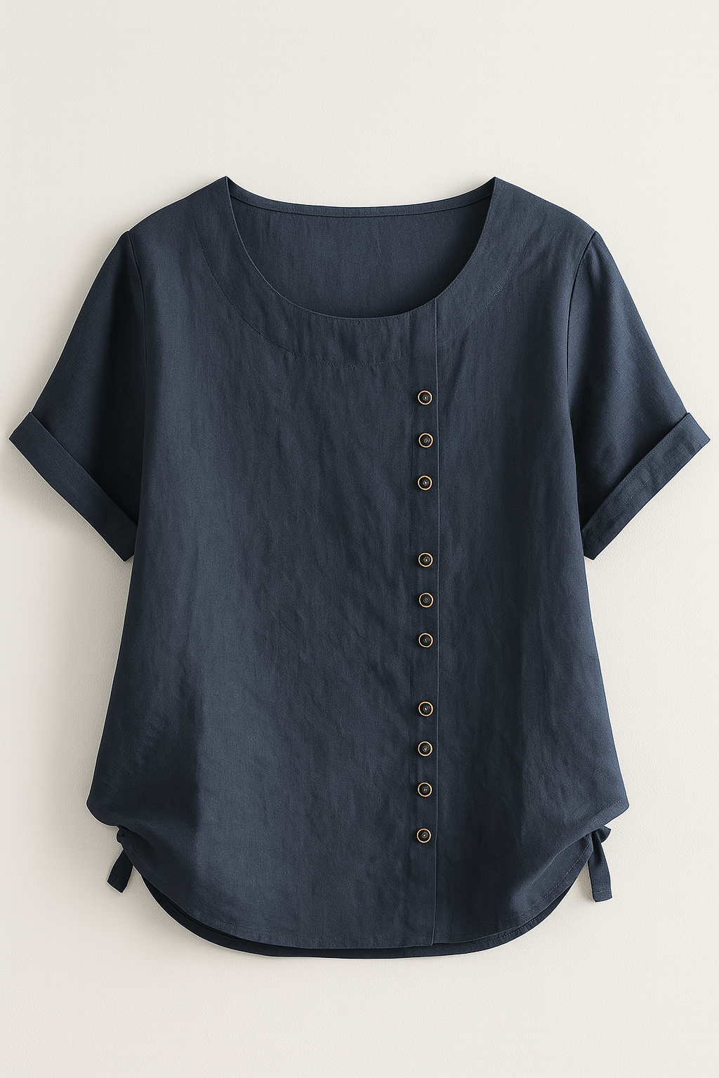 Linen Blend Button-Up Blouse