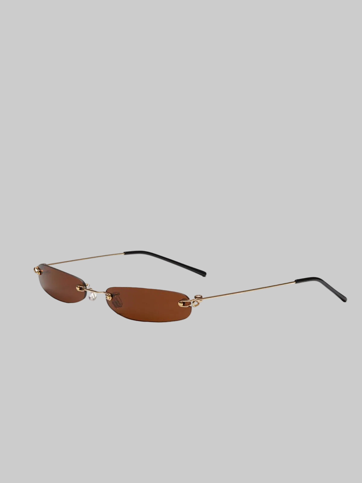Rimless Sunglasses Brown Lenses Lightweight Frame