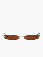 Rimless Sunglasses Brown Lenses Lightweight Frame