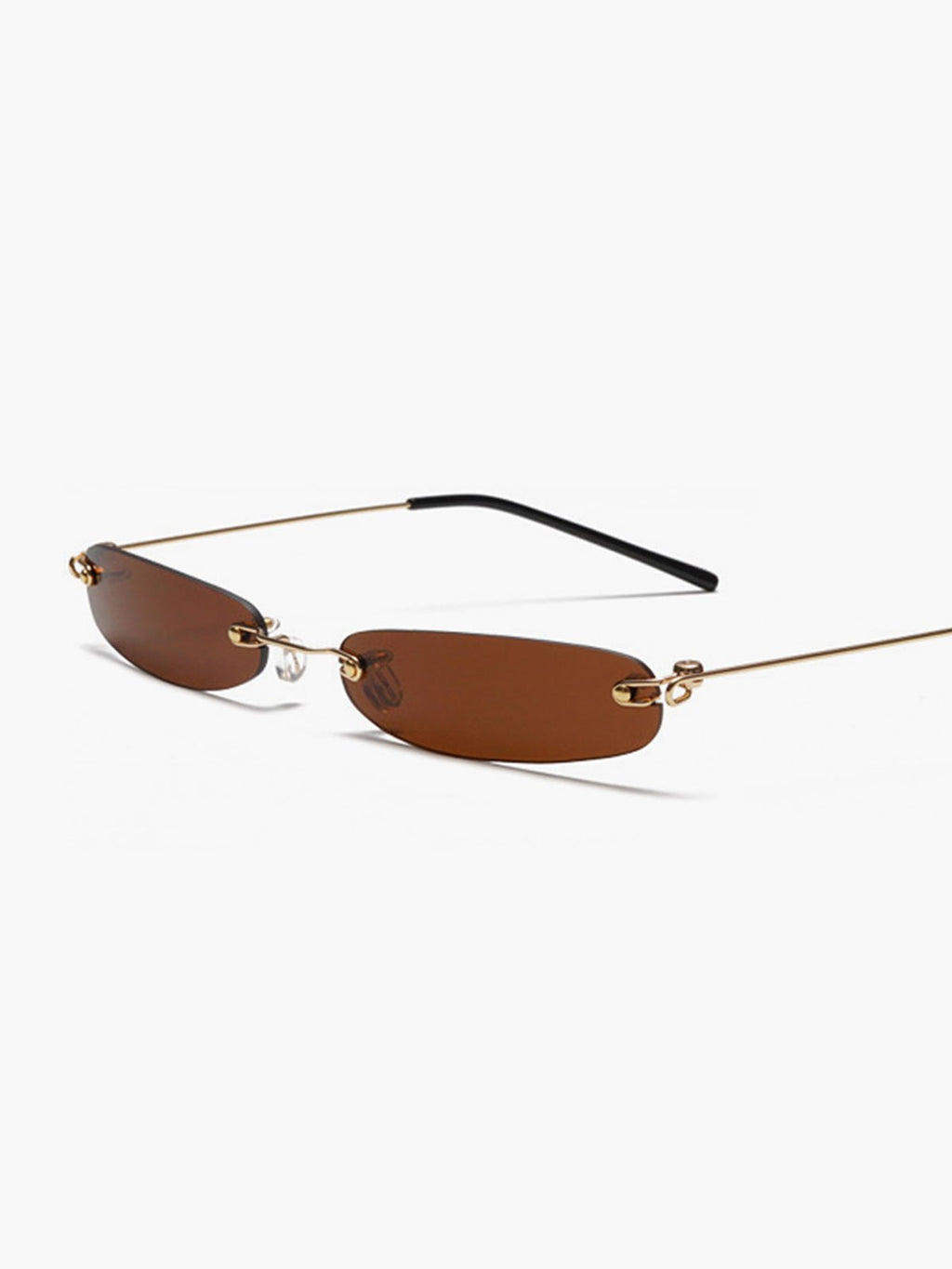 Rimless Sunglasses Brown Lenses Lightweight Frame