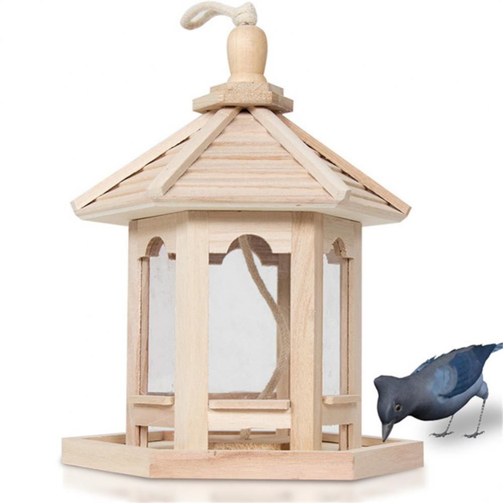 Wooden Transparent Bird Feeder