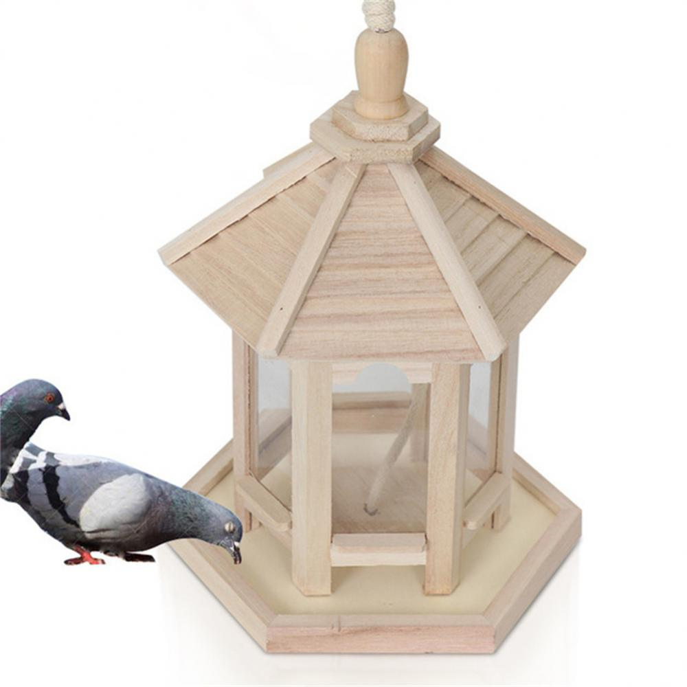 Wooden Transparent Bird Feeder