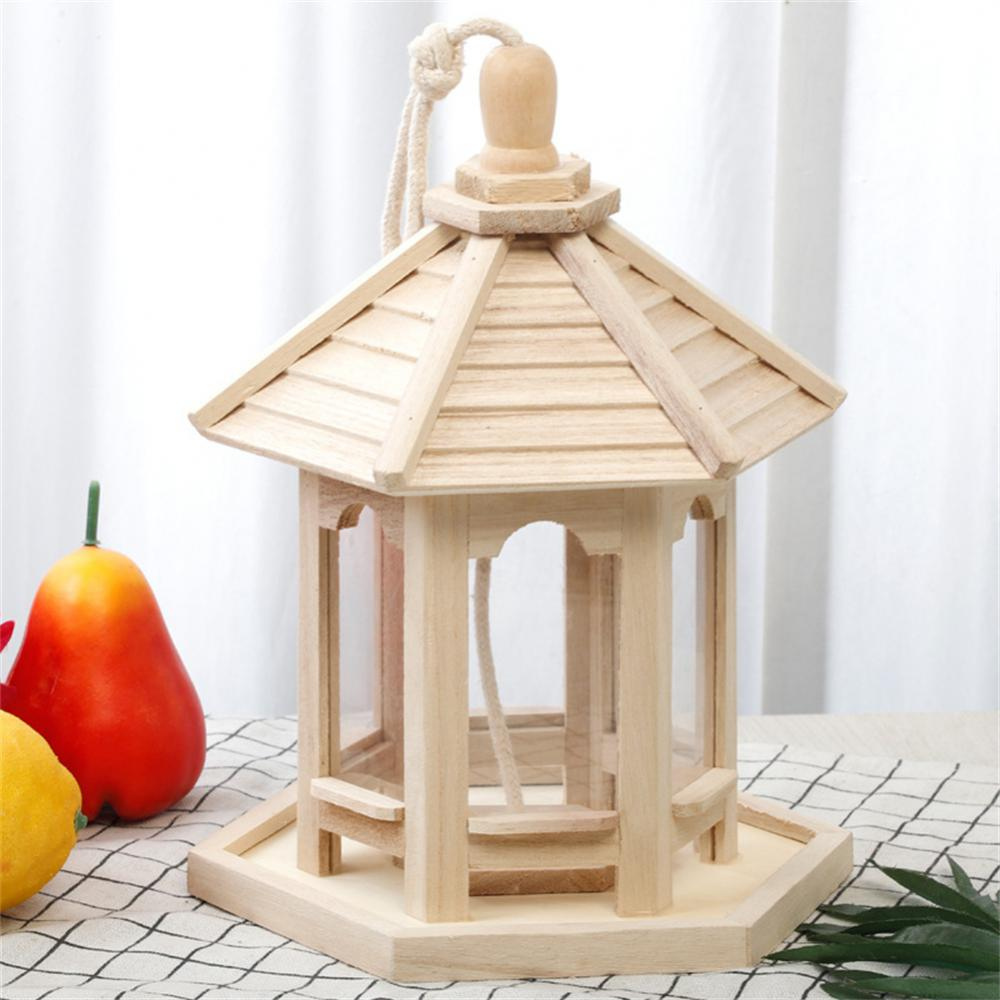 Wooden Transparent Bird Feeder
