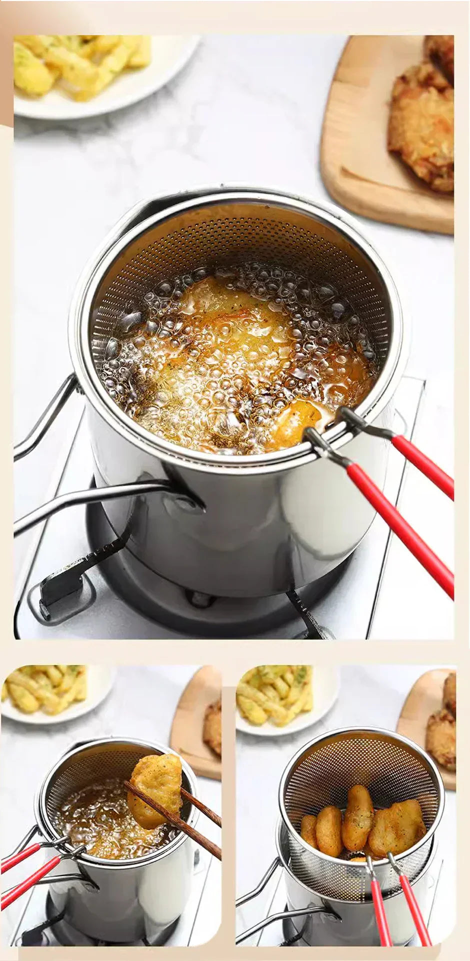 Stainless Steel Deep Fryer Pot 1200ml