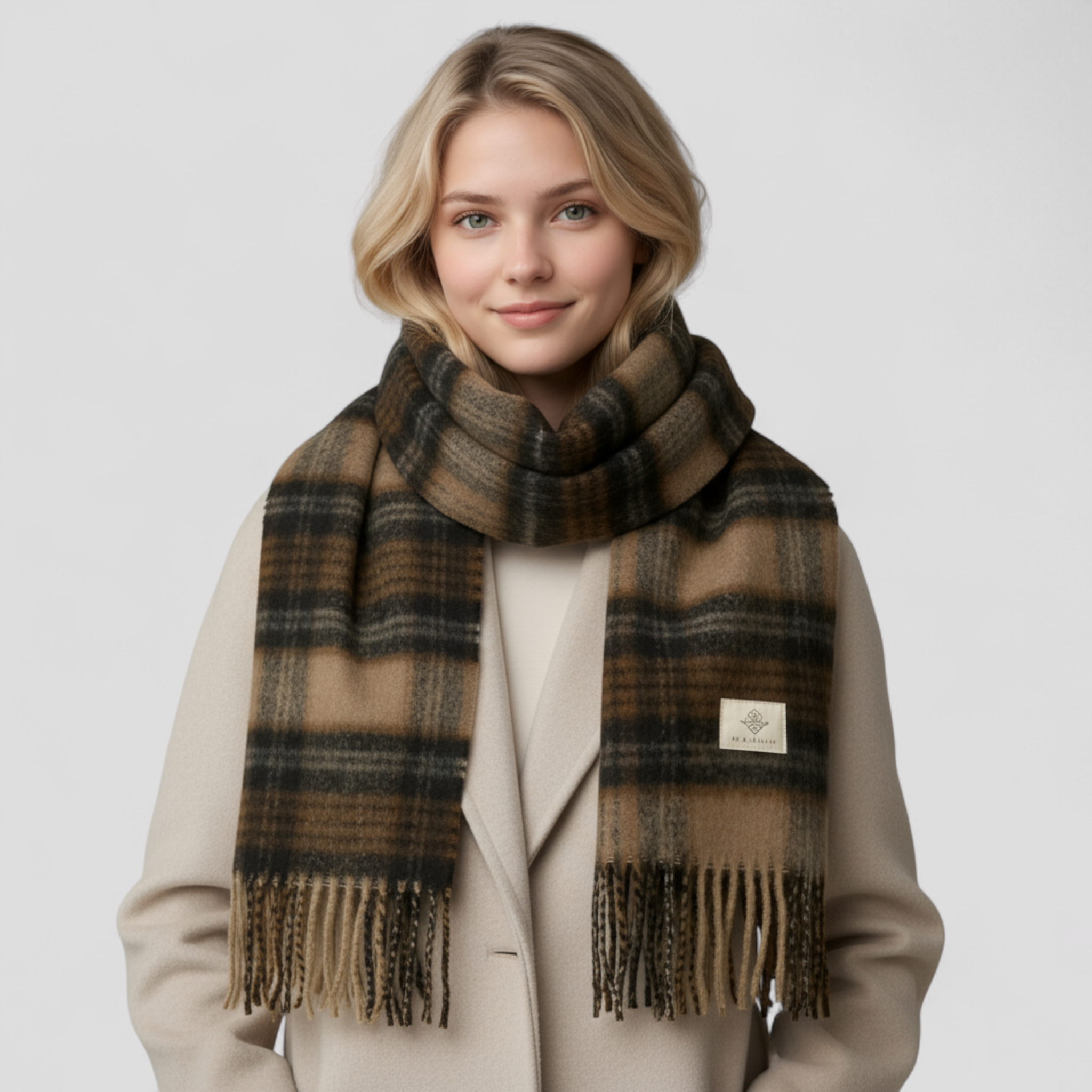 Soft Mohair Checked Shawl