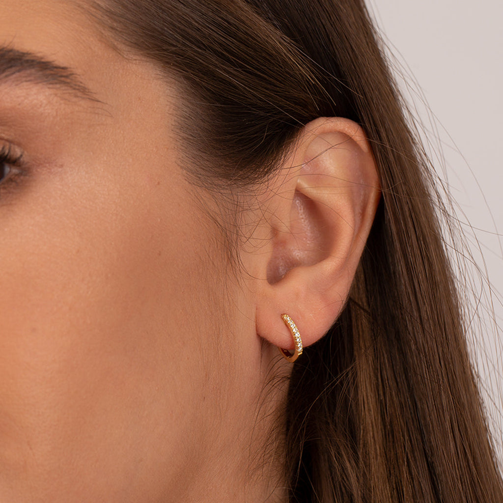 Huggie Hoop Earrings With Decorative Stones