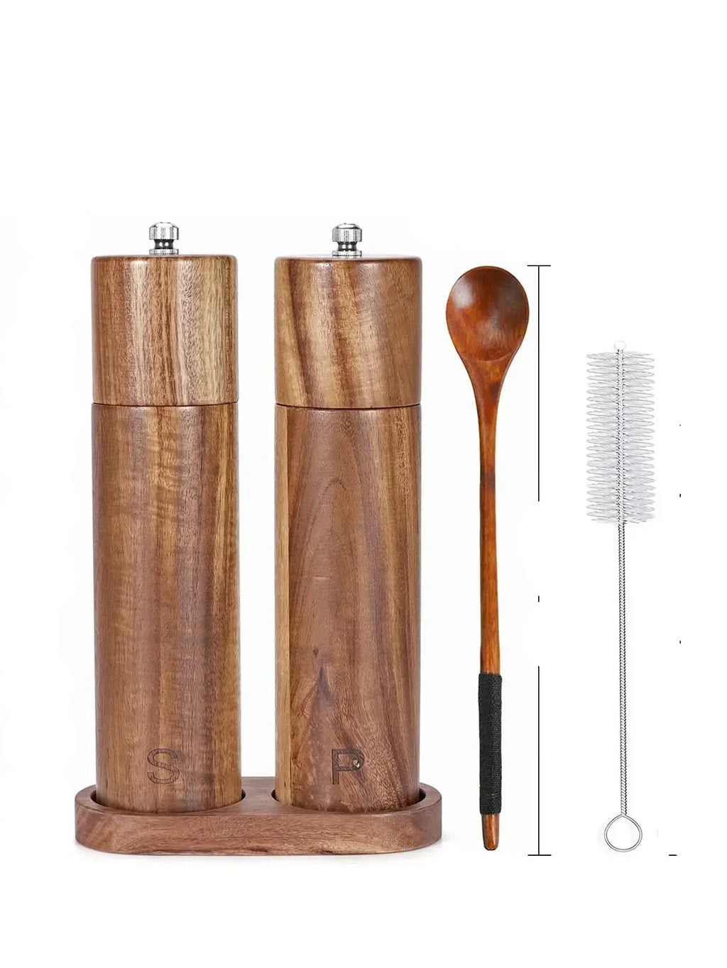Salt and Pepper Grinder Set with Tray