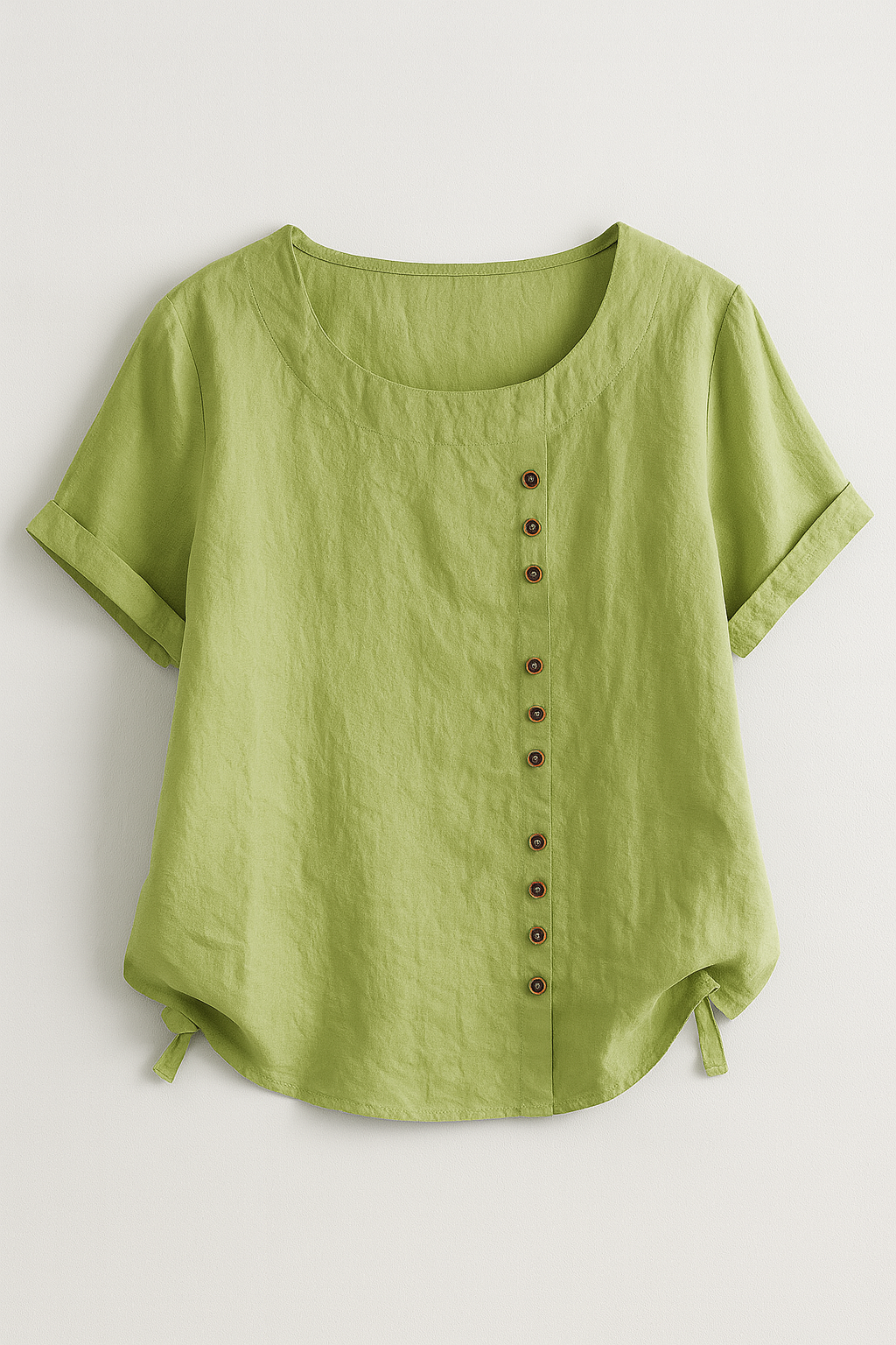 Linen Blend Button-Up Blouse