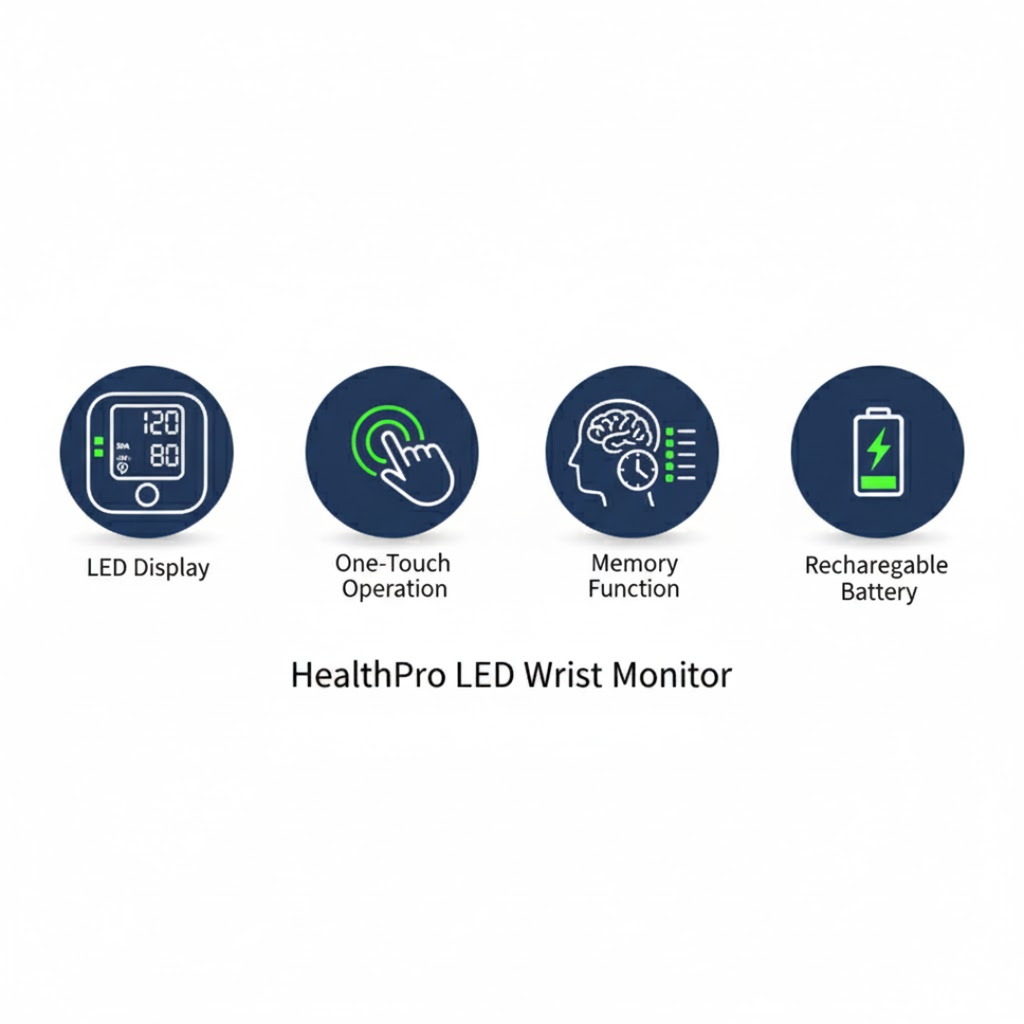 LED Wrist Monitor for Pulse and Pressure