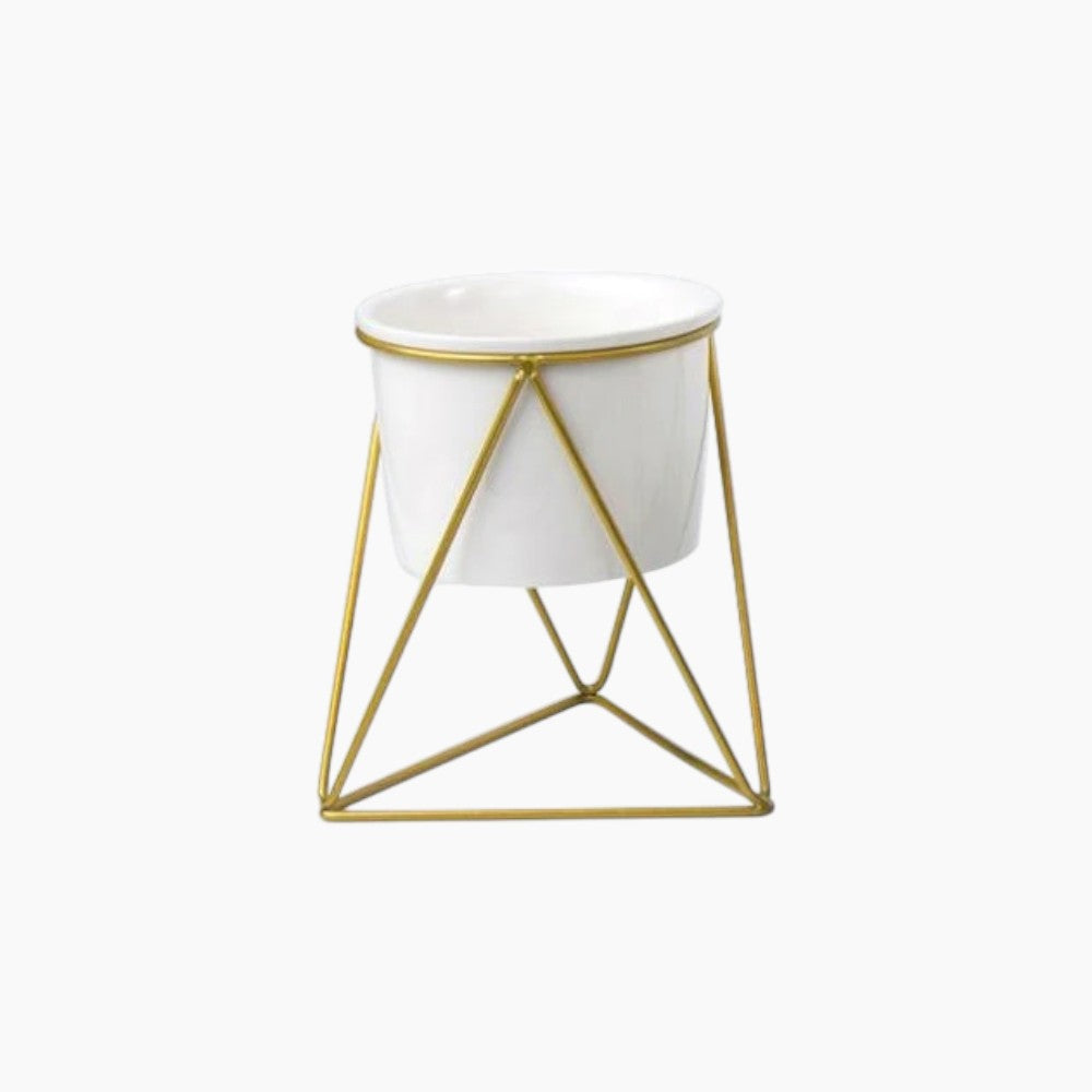 Ceramic Flower Pot with Iron Stand