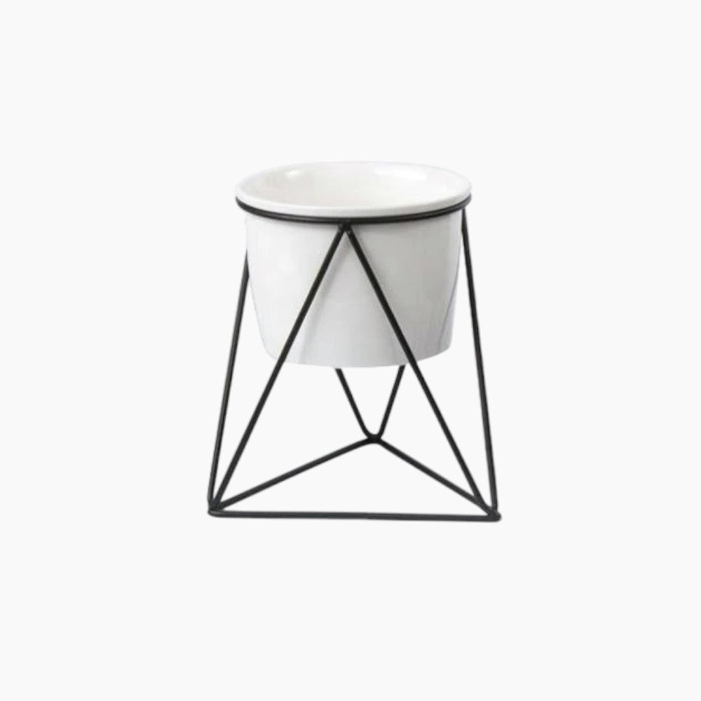 Ceramic Flower Pot with Iron Stand