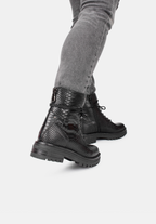 Black Lace Up Boots Chunky Sole High Ankle