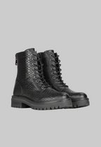 Black Lace Up Boots Chunky Sole High Ankle