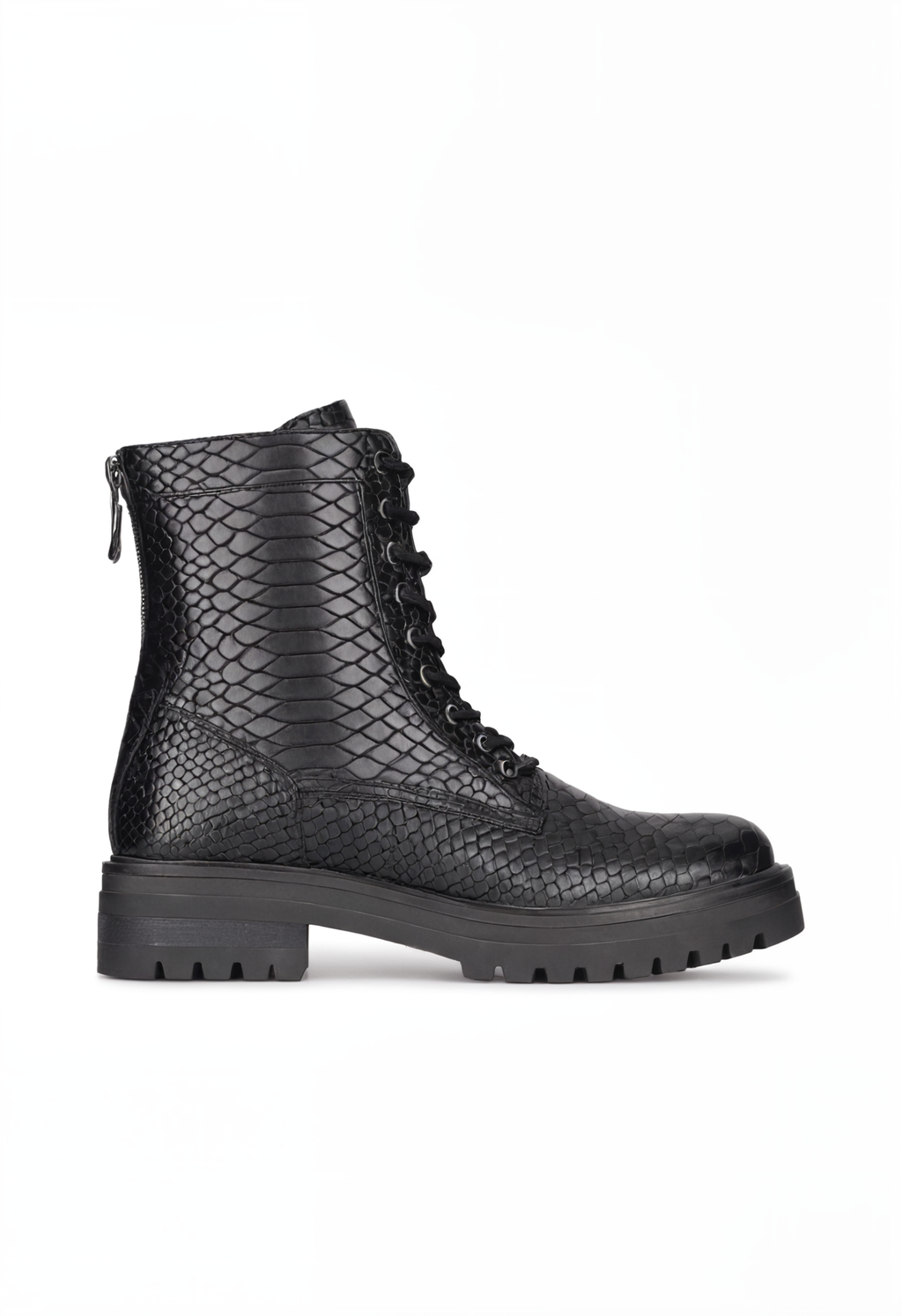 Black Lace Up Boots Chunky Sole High Ankle