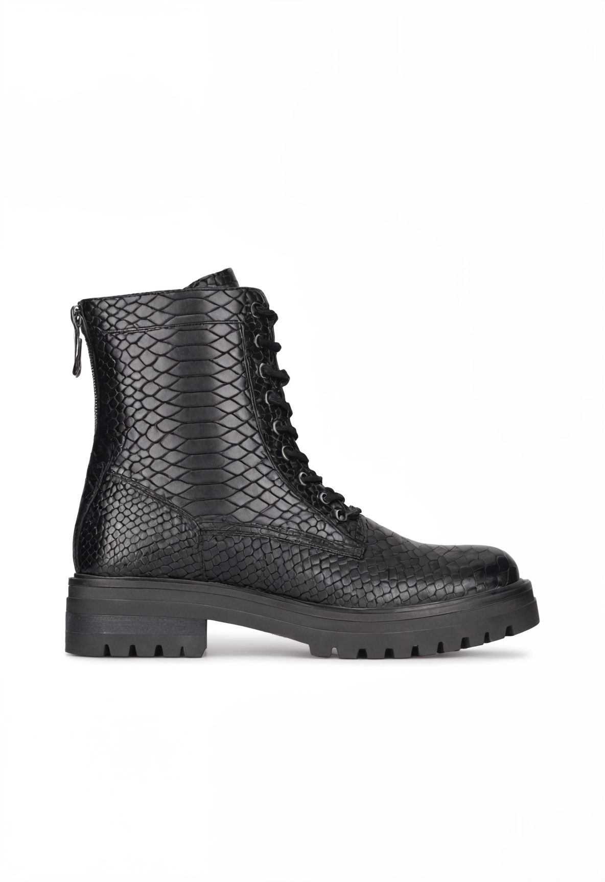 Black Lace Up Boots Chunky Sole High Ankle