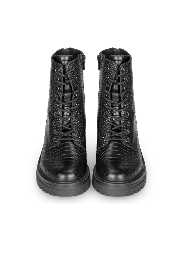 Black Lace Up Boots Chunky Sole High Ankle