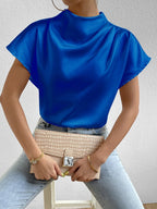 Elegant Satin Blouse With High Neck