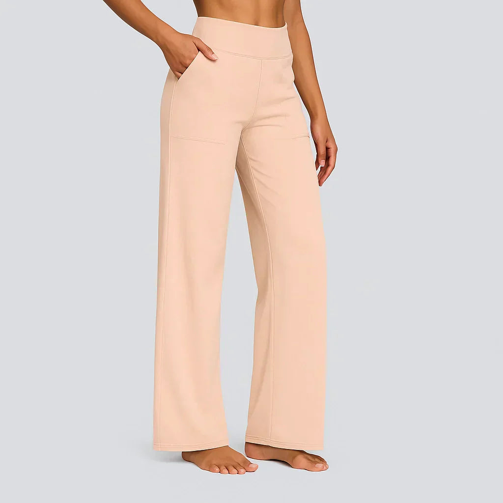 High Waist Wide Leg Pants With Side Pockets