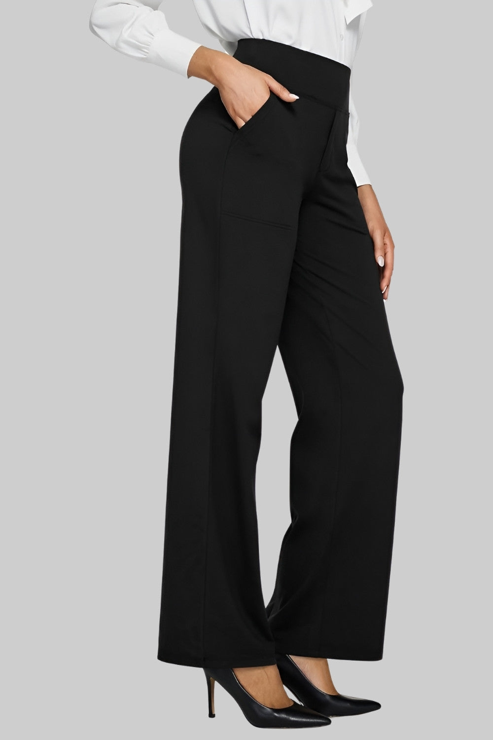 High Waist Wide Leg Pants With Side Pockets