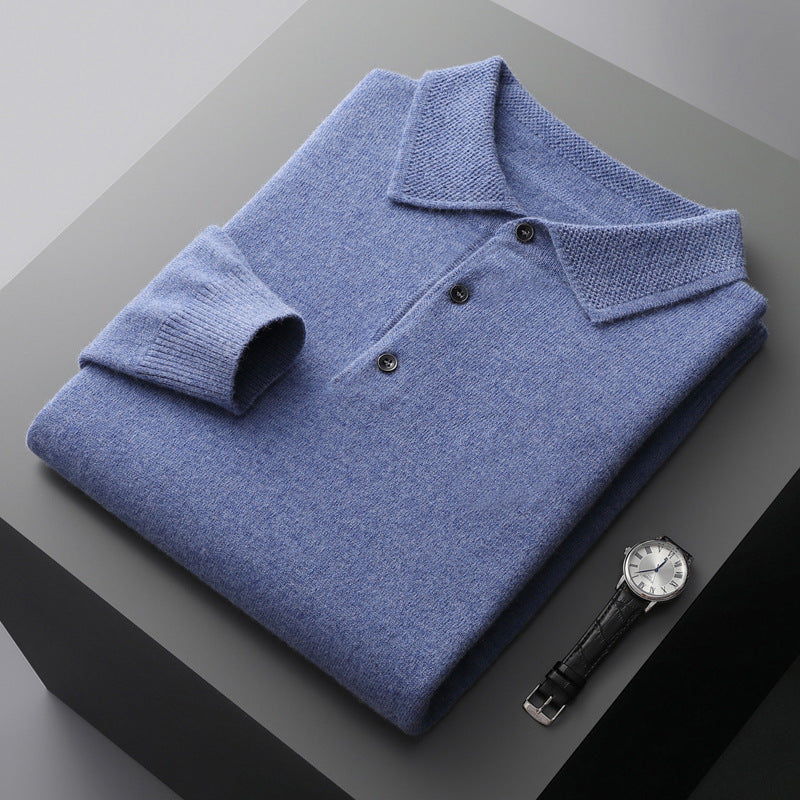 Men’s Long Sleeve Cashmere Polo Shirt