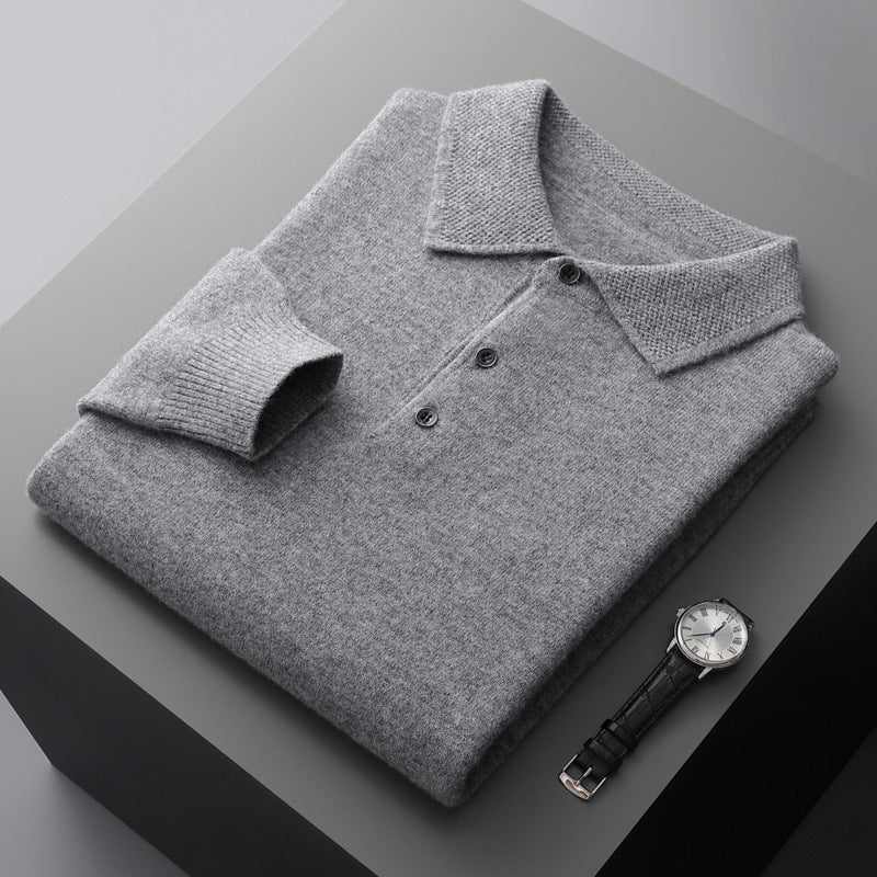Men’s Long Sleeve Cashmere Polo Shirt