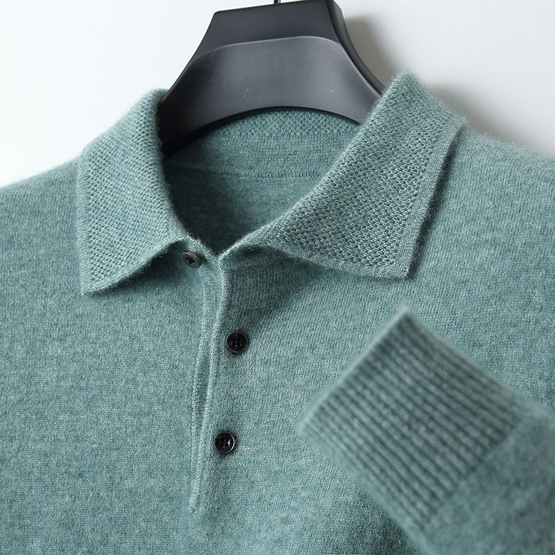 Men’s Long Sleeve Cashmere Polo Shirt