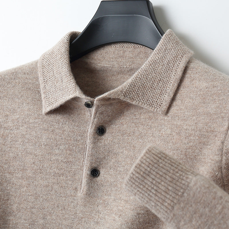 Men’s Long Sleeve Cashmere Polo Shirt
