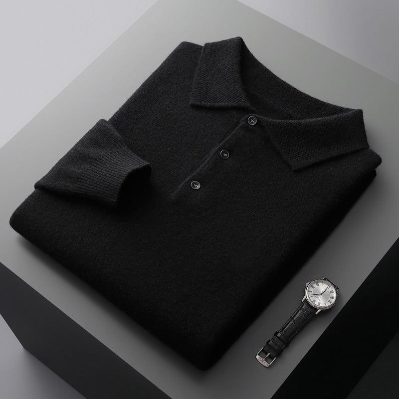 Men’s Long Sleeve Cashmere Polo Shirt
