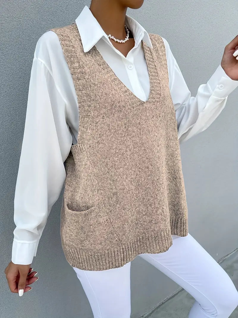 Sleeveless V-Neck Pullover Top