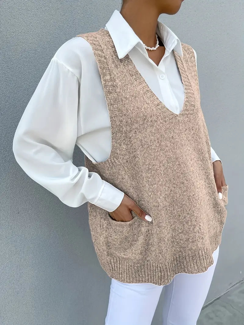 Sleeveless V-Neck Pullover Top