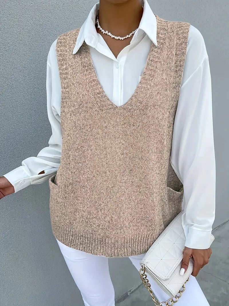 Sleeveless V-Neck Pullover Top