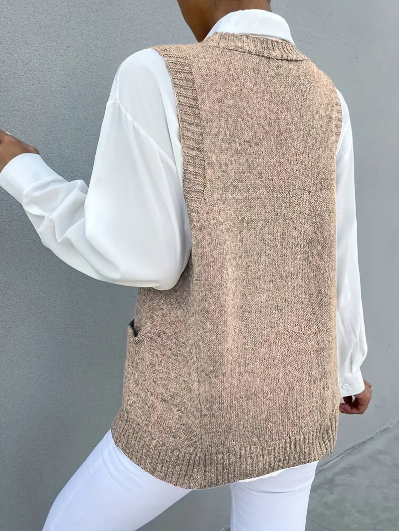 Sleeveless V-Neck Pullover Top