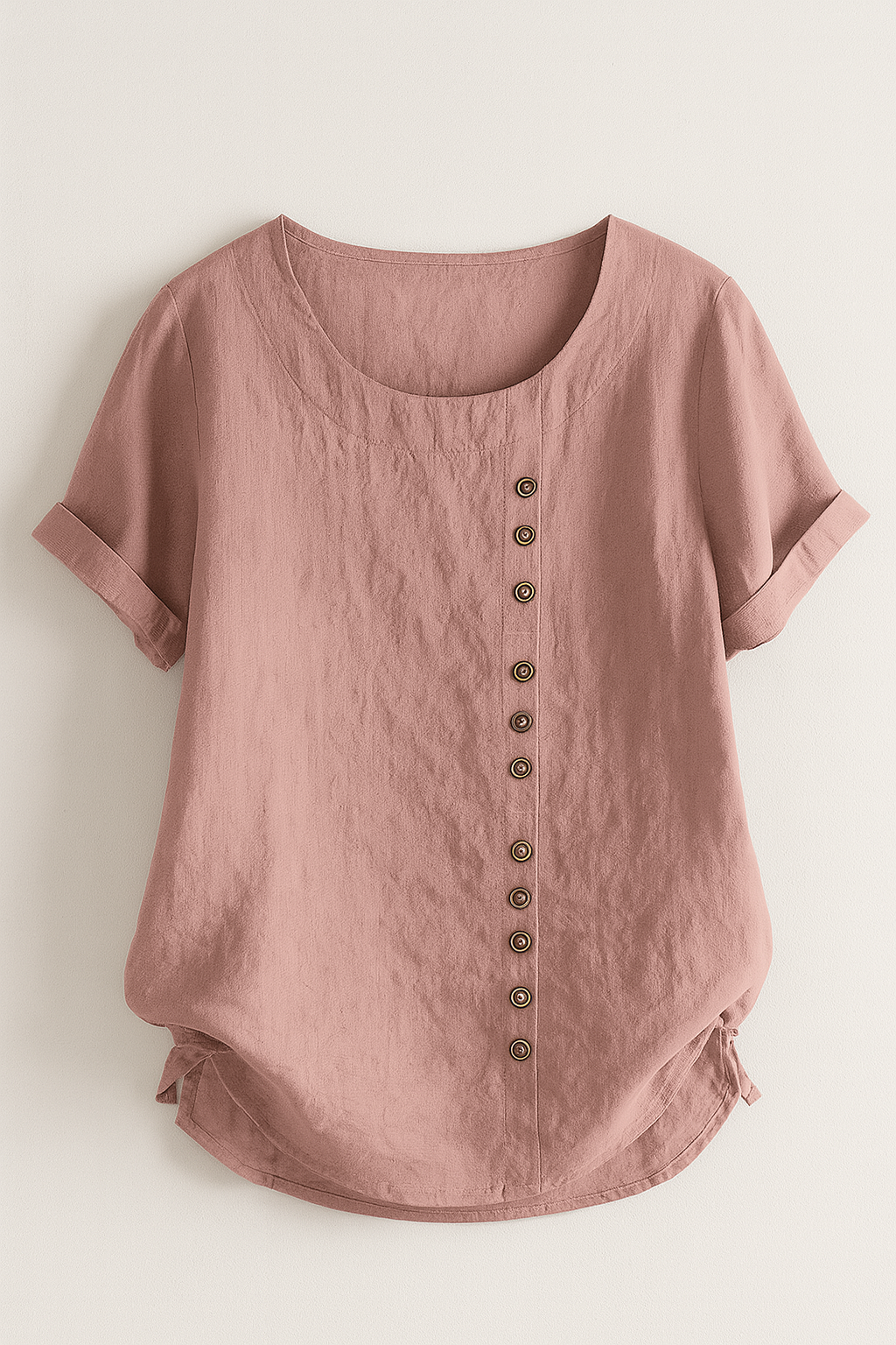 Linen Blend Button-Up Blouse
