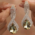 Crystal Stud Earrings With Decorative Stones