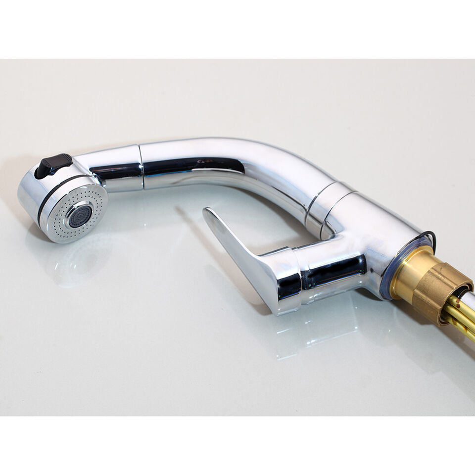 Modern Pull-Out Bathroom Faucet Brass