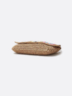 Woven Straw Shoulder Bag with Crochet Detail