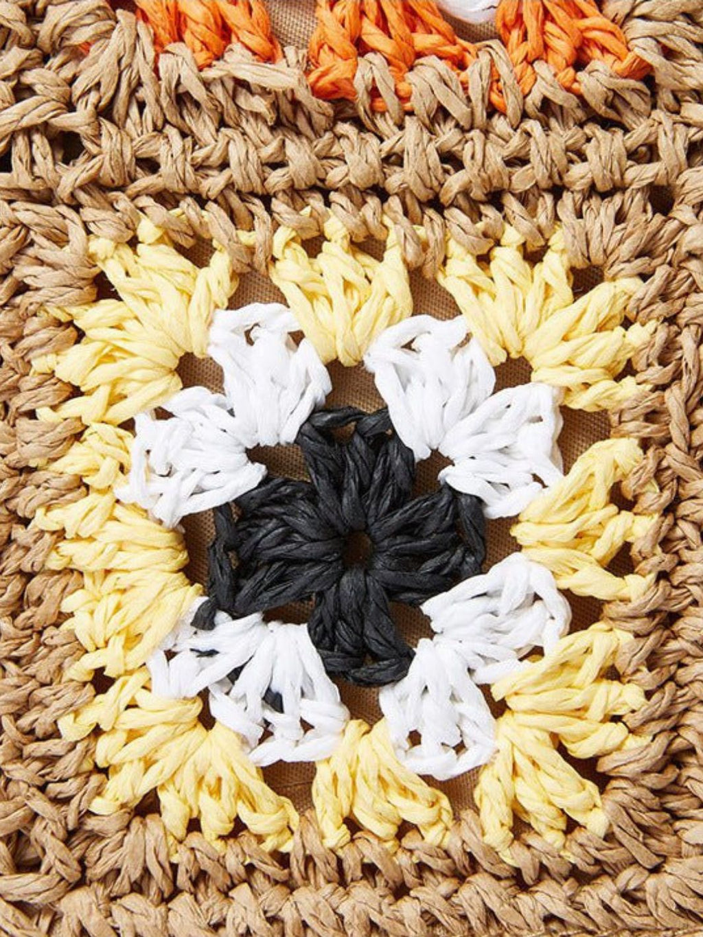 Woven Straw Shoulder Bag with Crochet Detail