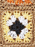 Woven Straw Shoulder Bag with Crochet Detail