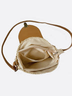 Round Straw Shoulder Bag Lightweight Summer Tote