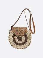 Round Straw Shoulder Bag Lightweight Summer Tote