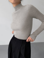 Ribbed Long Sleeve Top High Neck