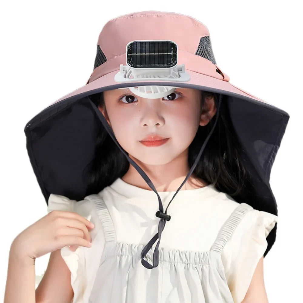Kids Adjustable Cooling Sun Hat with Fan