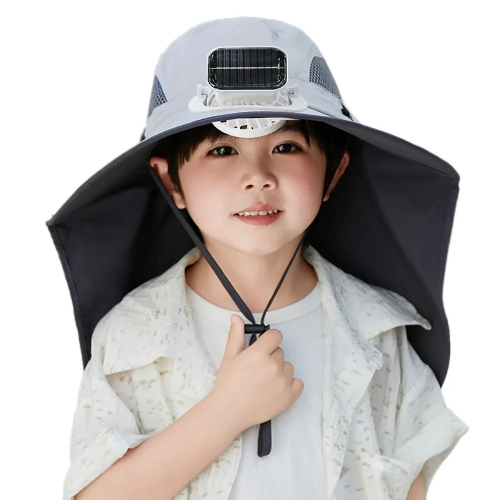 Kids Adjustable Cooling Sun Hat with Fan